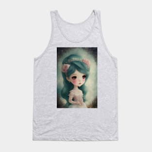 Watercolor Style Cute Chibi Kawaii Girl Art Tank Top